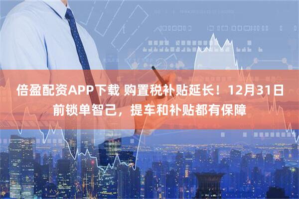 倍盈配资APP下载 购置税补贴延长！12月31日前锁单智己，提车和补贴都有保障